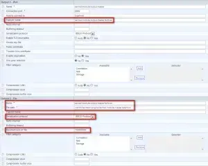 Centreon Broker module output settings: IPv4 output with its failover name, and the failover File output with its name, path, BBDO protocol and maximum file size