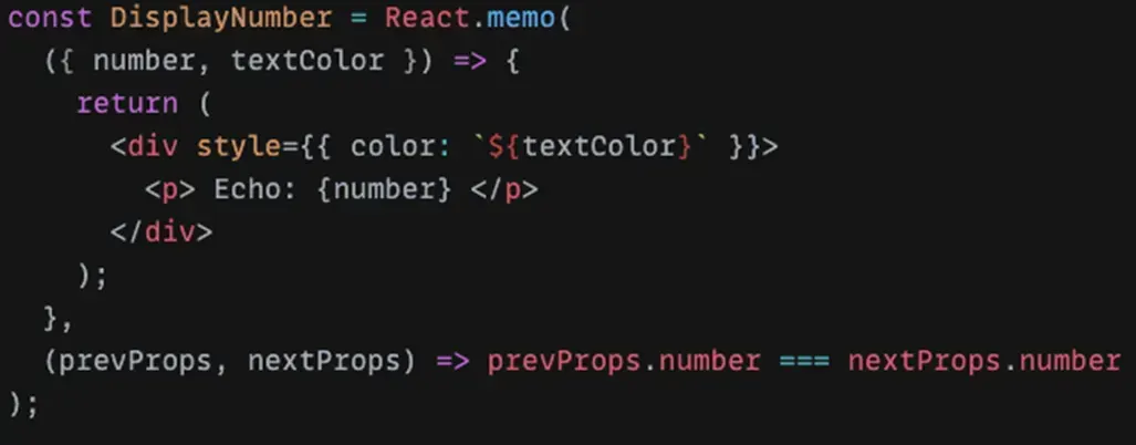 Mémoïsation du composant DisplayNumber avec React.memo : il n'est réactualisé que si la propriété number change