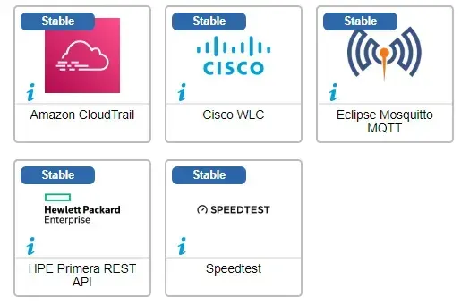 Les 5 connecteurs corrigés en novembre 2024 : Amazon CloudTrail, Cisco WLC, Eclipse Mosquitto MQTT, HPE Primera REST API et Speedtest