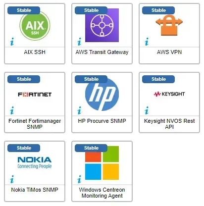 Les 8 connecteurs ayant évolué en décembre 2024 : AIX SSH, AWS Transit Gateway, AWS VPN, Fortinet Fortimanager, HP Procurve, Keysight NVOS, Nokia TiMos SNMP et Windows Centreon Monitoring Agent