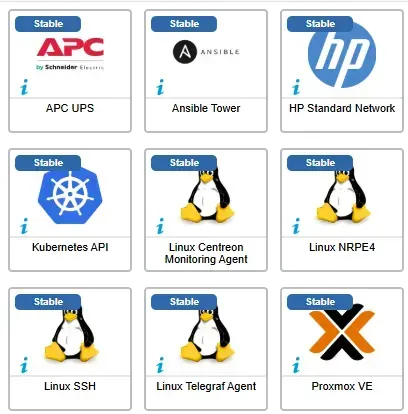 Les 9 connecteurs ayant évolué en septembre 2025 : APC UPS, Ansible Tower, HP Standard Network, Kubernetes API, Linux Centreon Monitoring Agent, Linux NRPE4, Linux SSH, Telegraf et Proxmox VE