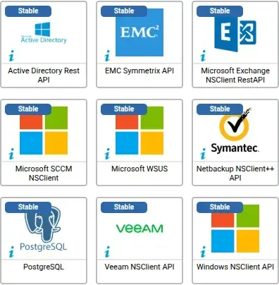 Les 9 connecteurs concernés par un changement impactant en février 2026, dont Active Directory, EMC Symmetrix, Exchange, SCCM, WSUS, Netbackup, PostgreSQL, Veeam et Windows NSClient API