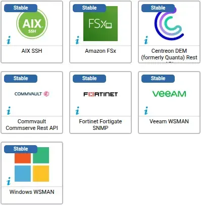 Les 7 connecteurs corrigés en février 2026 : AIX SSH, Amazon FSx, Centreon DEM (ex-Quanta) Rest API, Commvault, Fortinet Fortigate SNMP, Veeam WSMAN et Windows WSMAN