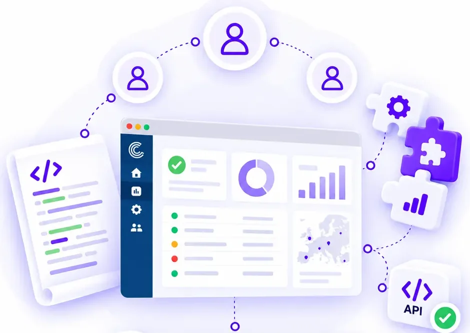 Illustration : la plateforme Centreon au centre de sa communauté de contributeurs, avec code source, extensions et API