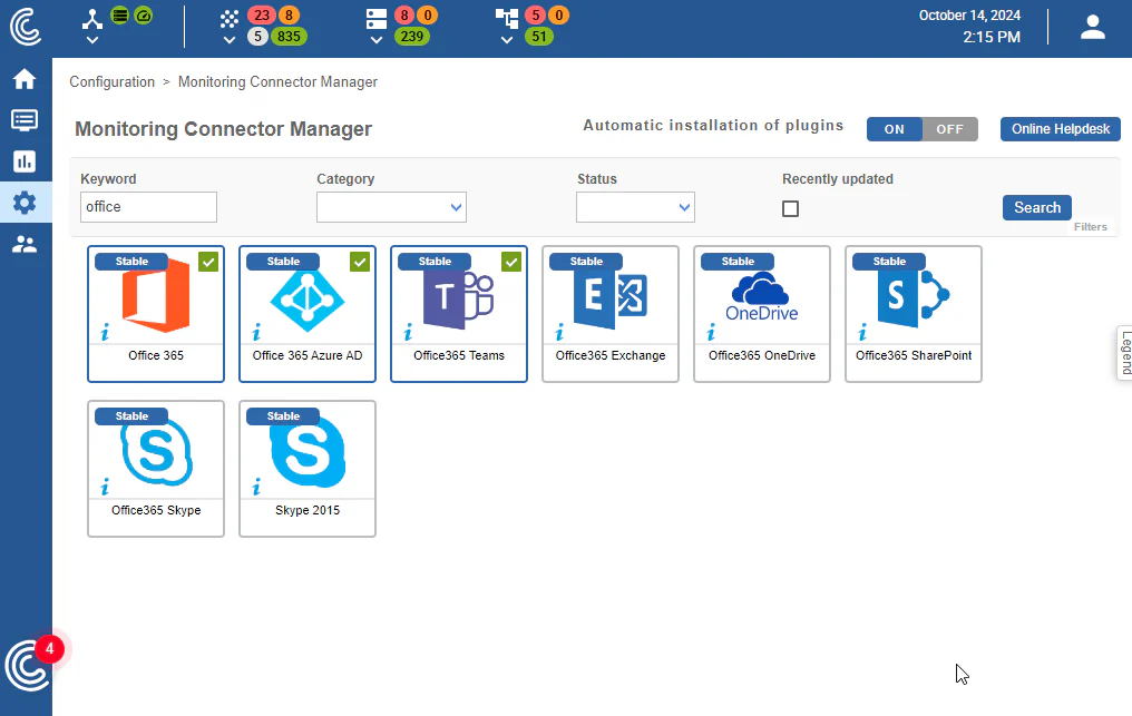 Gestionnaire de connecteurs de supervision Centreon : connecteurs Microsoft 365 (Teams, Exchange, OneDrive, SharePoint…)